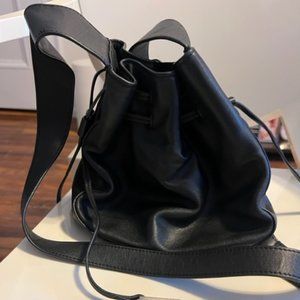 Leather bucket bag, crossbody